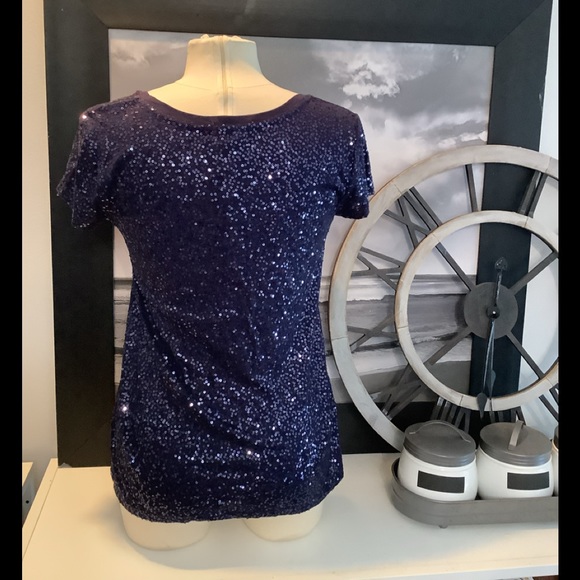 Calvin Klein Navy Sequin Tee in M - Picture 4 of 9